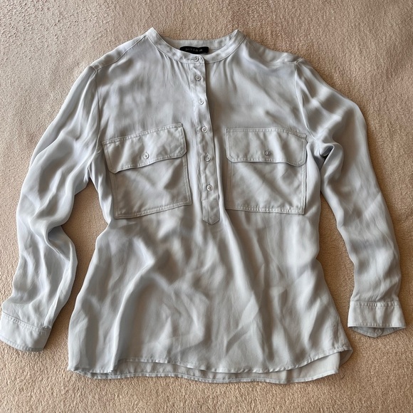 Judith & Charles 100% Silk Pale Blue Utility Blouse 10 - Picture 5 of 11